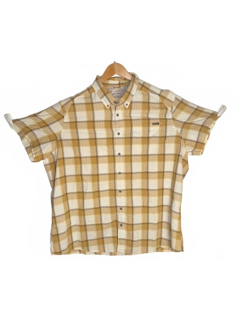 Eddie Bauer Men's Classic Fit T3XL Yellow Plaid Button-Up Sh - Picture 2 of 5